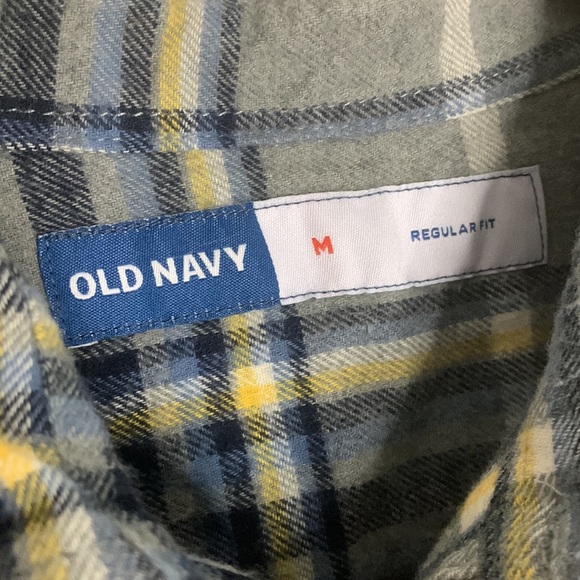 Mens Old Navy Plaid Flannel Button Down Shirt, Regular Fit, Medium - Picture 3 of 5